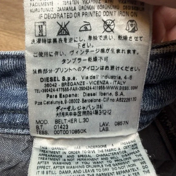 Diesel Belther Jeans Men 31x30 Blue Slim Tapered Stretch Medium Wash Denim 0857N - Picture 11 of 16